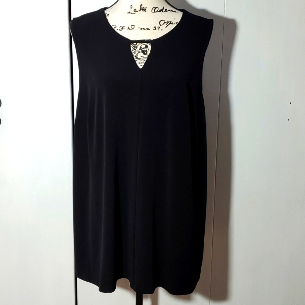 Catherines|Black Sleeveless Elegant Dress Top  Drapey/Flowy Careerwear Sz.0X